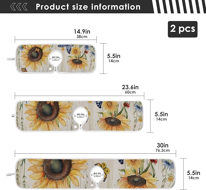 Sink Faucet Absorbing Mat Kitchen Sink Splash Guard Splash Faucet Drip Catcher for Bar RV Bathroom 2PCS 14.9x5.5in Watercolor Cornflower Sunflower