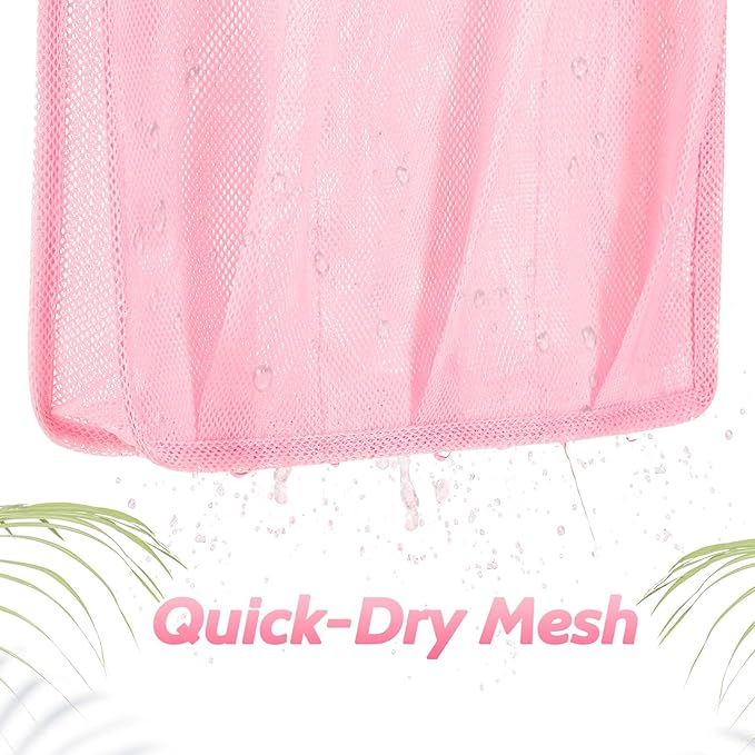 famichan Mesh Shower Caddy Portable, Gym Travel Camp Dorm Room Essentials for Women and College Girl, Pink Bathroom Shower Bag