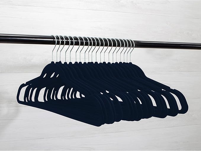 Premium 20 Pack - Ultra Thin No Slip Velvet Suit Swivel Hangers - 21" Extra Wide Strong Velvet Hangers - Space Saving Clothes Hangers - 21x0.2x10 inches (Navy)