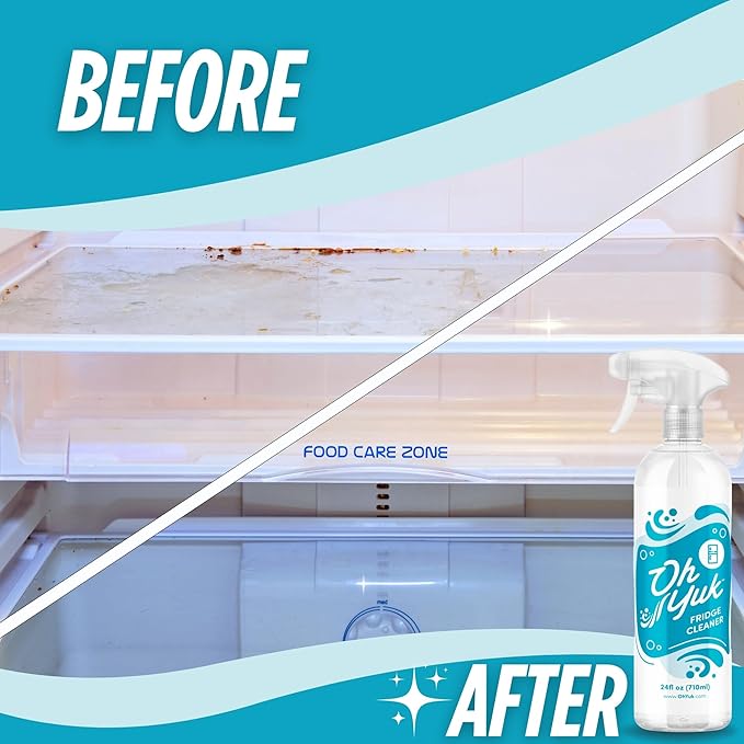 Oh Yuk Fridge Cleaner – Cleans Inside Refrigerator for Spotless, Food-Contact Safe Surfaces | Biodegradable, Vegan, Cruelty-Free | Effortlessly Lifts Sticky Messes & Dried-On Food | Spray Bottle