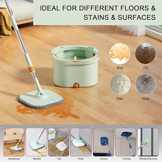 True & Tidy® 8-Pack 9 inch Extra Thick Microfiber Pad Refill for SPIN-800 TrueClean Mop & Bucket Square, Compatible with M16 and Most Square Spin Mop and Bucket, Machine Washable up to 100x