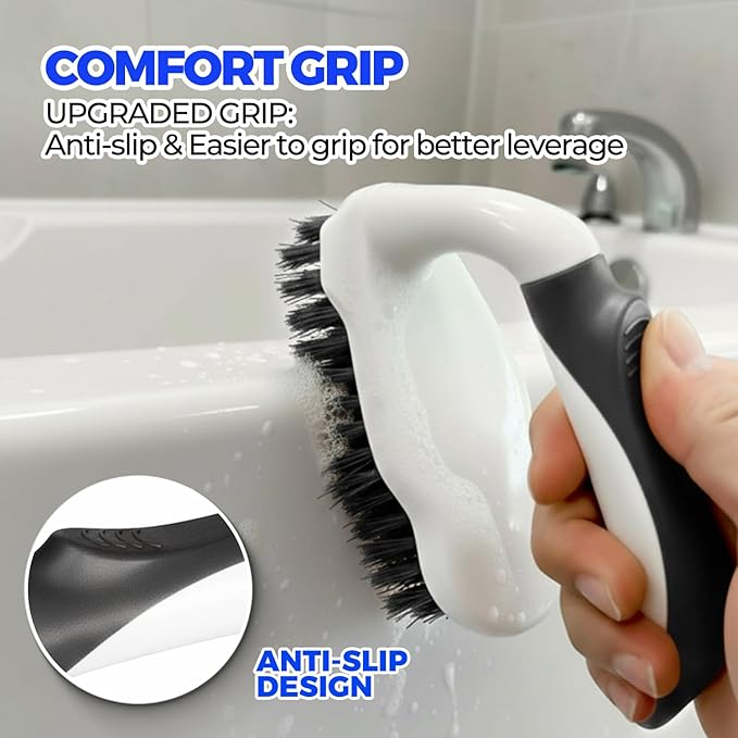 Scrub Brush - 6 Pack, Scrub Brushes for Cleaning, Heavy-Duty Scrub Brush, Stiff Bristles Cleaning Brush, for Kitchen, Bathtub, Floor and Wall Surfaces, Black