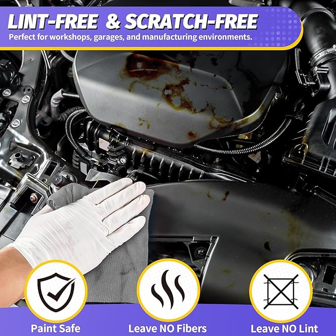 HOMERHYME Microfiber Cleaning Cloth, 200 Pack Grey Cleaning Rags Microfiber Towel Bulk Absorbent Lint-Free Wash Cloths, All-Purpose Towels for Cars, Shop, Automotive, Garage, Home & Kitchen