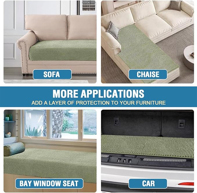 H.VERSAILTEX Plush Chenille Dog Bed Cover Thick Soft Sofa Cover for 3 Cushion Couch Anti Slip Couch Cover Furniture Protector for Dog, Pet, Cat (35" x 74", Sage)