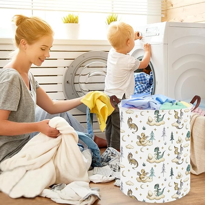 Dinosaur hamper,Dinosaur Collapsible Kid Room Basket,Cloud moon star dragon egg laundry hamper for kids,Nursery hamper,party gift basket,Shelf Book Basket(Cute dinosaurs)