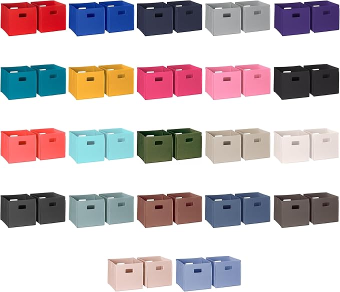 RiverRidge Folding Storage Bins with Handles Taupe Cube Storage Organizer for Closet, Bedroom & Playroom - Closet Organizers and Storage Set of 4