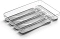 BINO 5-Slot Silverware Organizer for Drawer | Plastic Utensil Kitchen Drawers Tray Organization w/Grip Lining (Light Grey)