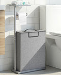 SOLEDI Freestanding Toilet Paper Holder Stand,Bathroom Toilet Paper Storage Organizer with Lid for up to 12 Rolls,Featuring Shelf and Sturdy Metal Base,Gray