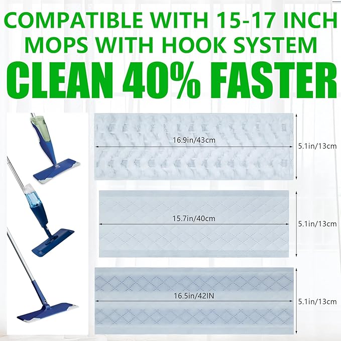 40 Count Dry+Wet Hardwood Floor Cleaner Pads for Bona Mop Replacement Pads XL Disposable Wet Cleaning Pad Multi Surface Floor Pads Refill Compatible with Bona, Rubbermaid, Libman and Swiffer Power Mop