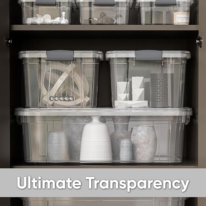 Superio Clear Storage Boxes with Lids, 4.5 Quart Plastic Container Bins for Organizing, Stackable Crates, BPA Free, Non Toxic, Odor Free, Organizers for Home, Office and Dorm, 3 Pack