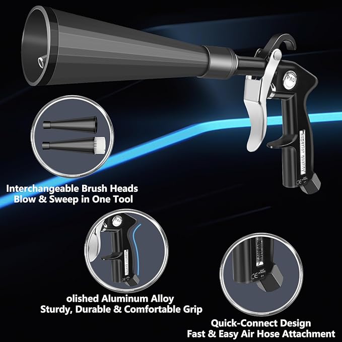 Preciva Car Cleaning Gun, Detailing Interior Dryer Air Blow Gun, Car Cleaning Air Gun Kit, High Pressure Blower Gun for Interior Cleaning, Quickly Blows Out Dirt and Dust