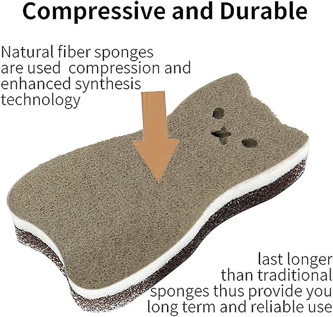 Kitchen Sponges Reusable, Dish Sponge for Washing Dishes, Compostable Sponges for Cleaning Dishwashing, Natural Wood Pulp Scouring Pad, Household Cellulose Scrub Sponge Heavy Duty (Kitchen sponges-6)