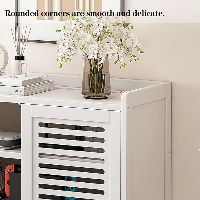 Large WiFi Router Cabinet - 23 x 10.6 x 26.5 Inch White Wireless Router Storage Box, Modem & Network Equipment Organizer with Ventilation, Cable Management for Home Office