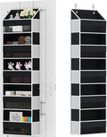 Over Door Organizer - Over The Door Storage Organizer with 5 Large Pockets & 10 Mesh Side Compartments - Heavy-Duty Hanging Storage for Bathroom, Bedroom & Nursery - Room Organizer Solution - Black