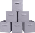 PowerKing Collapsible Storage Cubes with Handles, Fabric Foldable Bins for Closet Shelves, Durable Organization Storage Bins, 10.5'' x 11'' x 10.5'', 6 Pack, Light Grey