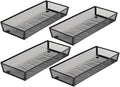 BYCY Silverware Drawer Organizer, Mesh Utensil Organizer for Kitchen Storage, Black Steel Metal Mesh Tray for Flatware Fork Spoon Knife… (15 * 6-4P-Black)