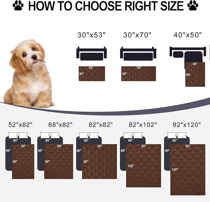 Smiry Reversible Waterproof Couch Covers for Sofa, Washable Dogs Pet Couch Covers for 3 Cushion Sofa Pet Friendly, Water Resistant Furniture Protector Slipcover, Geometric (30"x53", Brown/Chocolate)
