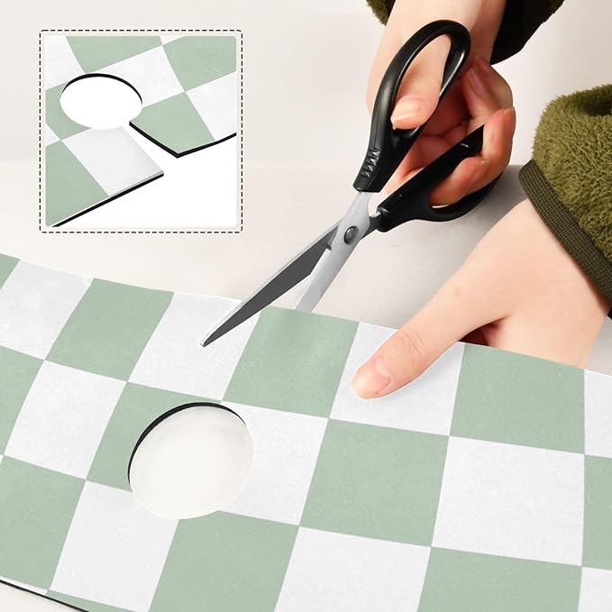 Kitchen Sink Splash Guard 1 PC 30 Inch Sink Faucet Mat Splash Guard for Bathroom Countertop Water Absorbent Foldable Cuttable Soft Washable Checkered White and Green