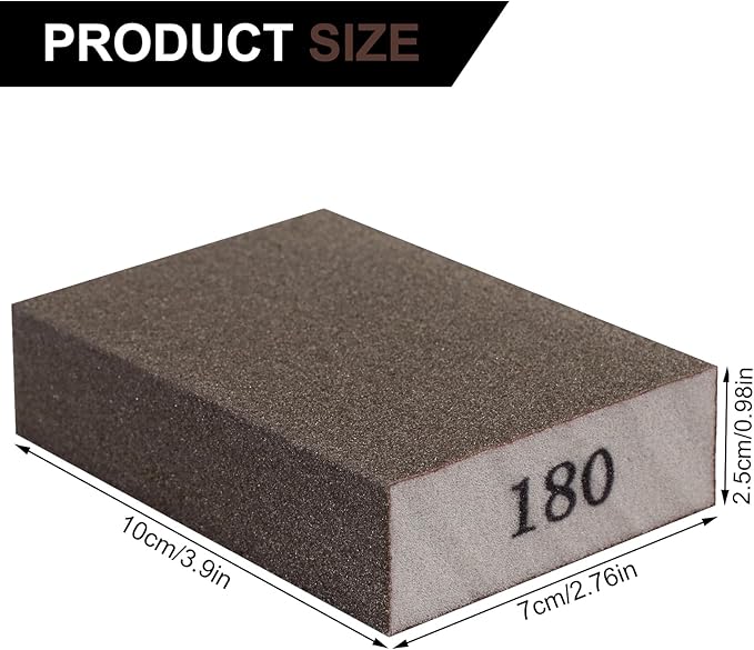 Romeda 8-Pack Sandpaper Block, 180 Grits Washable and Reusable Handmade Sanding Sponge, Drywall Sandpaper Blocks for Wooden Drywall Sheetrock and Metal Glazing