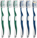 Extra Firm Toothbrushes with Covers for Adults, Cross Extra Hard Bristles, with Built in Tongue Scraper, 6 Count