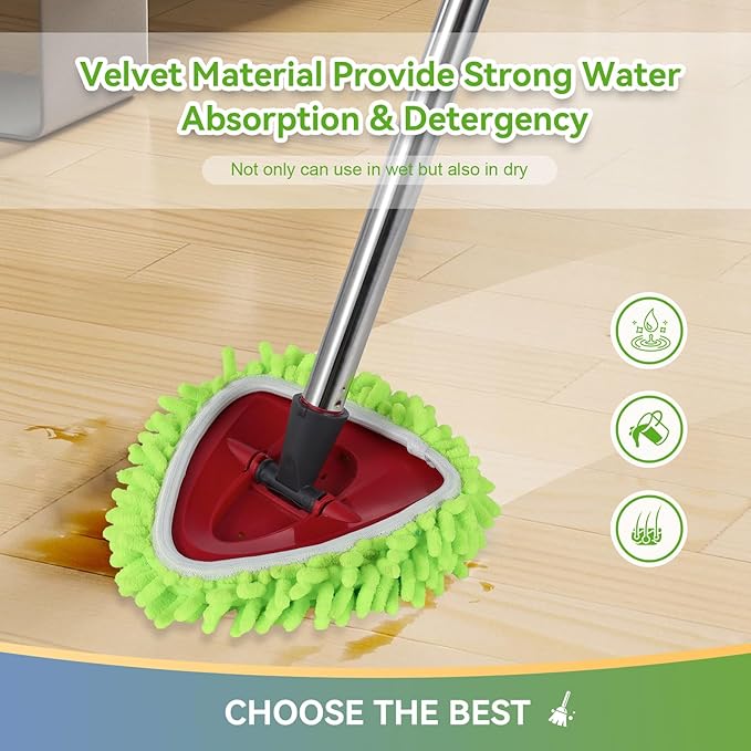 6 Pack Reusable Microfiber Mop Pads Compatible with O-Cedar EasyWring Triangle Mop,Elastic Mop Head Replacement for Deep Clean,Machine Washable Mop Refills
