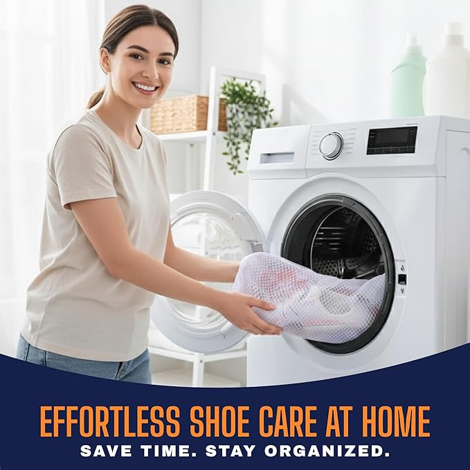 Mesh Shoe Washing Machine Bag (2 Pack) – Shoe Laundry Bag for Washing Machine – Honeycomb Mesh Laundry Bags with Zipper for Sneakers, Shoes, Socks, Bras, Delicates, and Toys – Wash & Dryer Safe