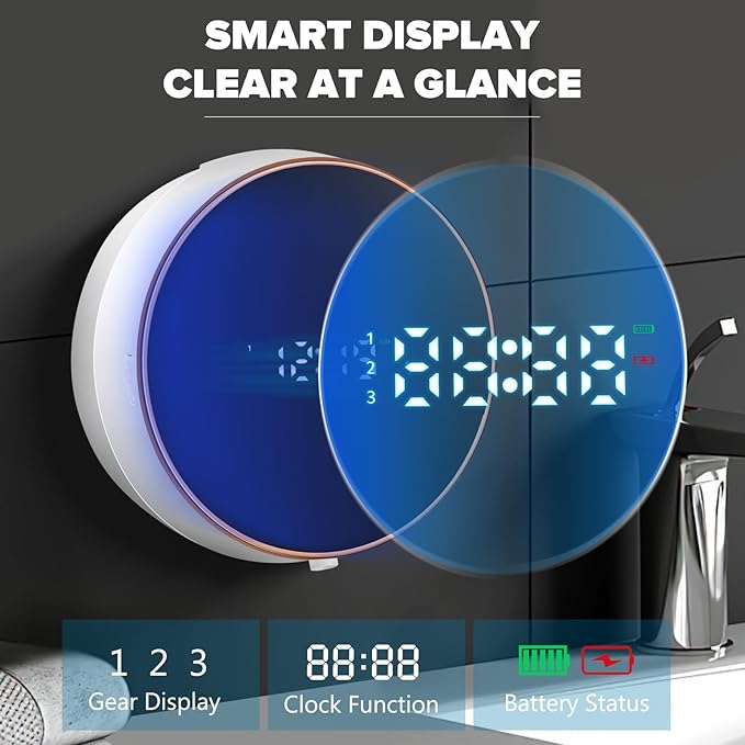 Automatic Soap Dispenser Foam Bathroom: Wall Mount Rechargeable Touchless Adjustable Auto Smart Electric Plastic White Foaming Soap Dispenser with Clock - Kitchen - Hand Dish Lotion Couple Kids