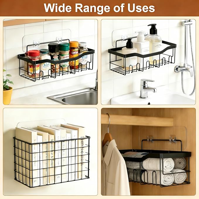 5 Pack Shower Caddy Adhesive Replacement, WaterProof Strong Shower Shelf Adhesive Hooks, No Drilling for Corner Shelf Basket, Bathroom Storage Shelves, Kitchen Racks and Soap Holde