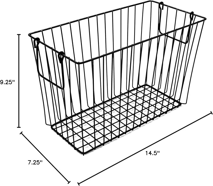 G.E.T. Heavy Duty Iron Wire Utility Storage Basket/Bin with Handles, 14" x 7" x 9"