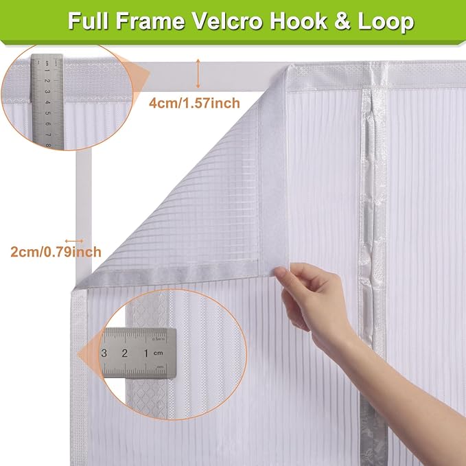 Magnetic Screen Door Heavy Duty, Front Door Screen Magnetic Closure Thicken Tear-Resistant Mesh Keep Bugs Out, White - Net Curtain Itself Size 36" x 77"
