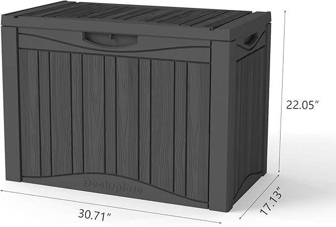 Outdoor Storage Box Small, Lockable 45 Gallon Deck Delivery Box Waterproof, Resin Patio Storage Bin for Pool Accessories Cushion Furniture, Garden Tools, UV-Resistant Outside Black