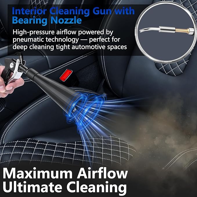 Preciva Car Cleaning Gun, Detailing Interior Dryer Air Blow Gun, Car Cleaning Air Gun Kit, High Pressure Blower Gun for Interior Cleaning, Quickly Blows Out Dirt and Dust