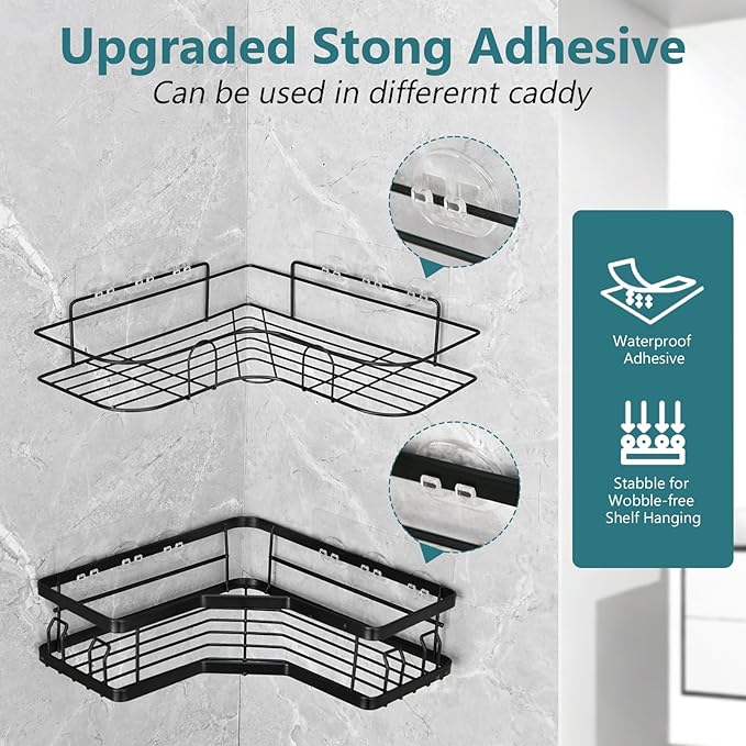 KaiwayInno 8 Pack Shower Caddy Adhesive Replacement, Strong Shower Shelf Adhesive Hooks for Corner Shelf Basket, Bathroom Rack, Kitchen Rack and Soap Holder