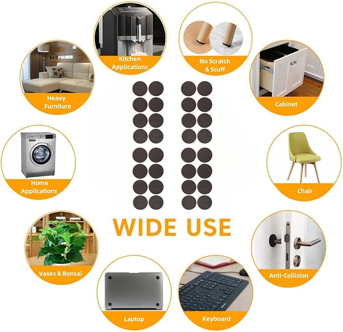 Furnigear Non Slip Furniture Pads - Self Adhesive Rubber Anti Skid Pads Grippers Rubber Chair Feet Furniture Pads for Hardwood Floors -Protectors for Furniture Table Legs Anti Slip 32 Pcs 1-1/2" Round