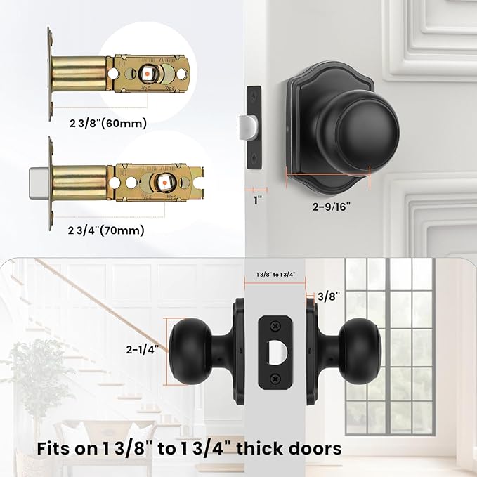 Haidms Black Closet Door Knobs Interior, Passage Interior Door knobs, Matte Black Indoor Closet Doorknobs for Closet or Hall (5 Pack)
