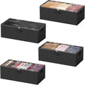 SpaceAid 4 Pack 10" High Under Bed Storage Containers, Large Underbed Storage Organizer Bins with Lids for Bedroom, Dorm, Clothes, Closet Organization, Bed Sheets and Blankets (Black)