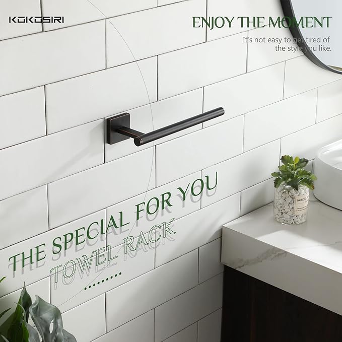 KOKOSIRI Bathroom Towel Bar Hand Towel Holders Wall Mount Toilet Kitchen Cabinet Paper Holder Stainless Steel Bath Accessories Oil Rubbed Bronze 2 Pack, B3008ORB-P2