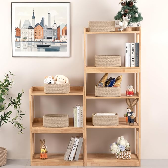 6 Pack Storage Baskets for Shelves, Small Baskets for Shelves, Cute Decorative Storage Bins, Organizer Basket for Gifts Empty, 11.8''Lx7.8''Wx4.7''H-Brown