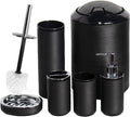 CERBIOR Bathroom Accessories Set 6 Piece Bath Ensemble Includes Soap Dispenser, Toothbrush Holder, Toothbrush Cup, Soap Dish for Decorative Countertop and Housewarming Gift, Black