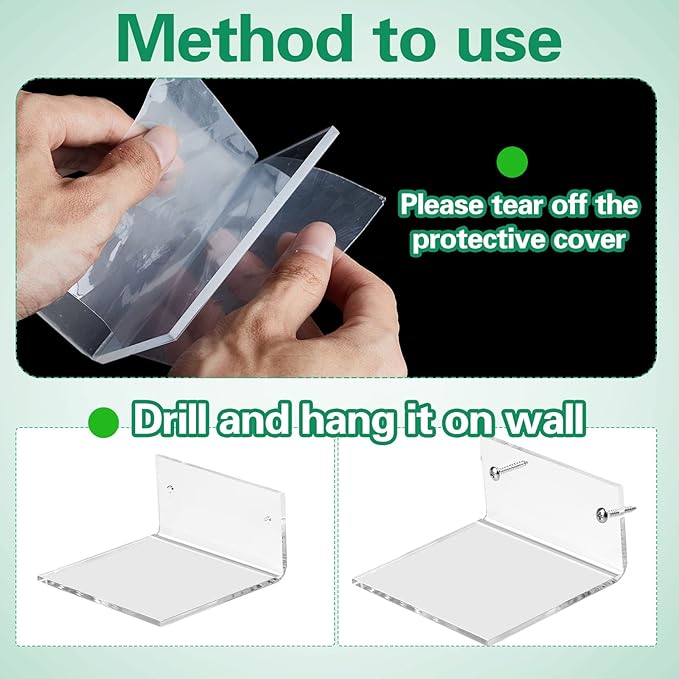 Juexica Small Acrylic Floating Shelves for Wall Adhesive Wall Mounted Shelves for Bathroom, Bedroom, Living Room, Office
