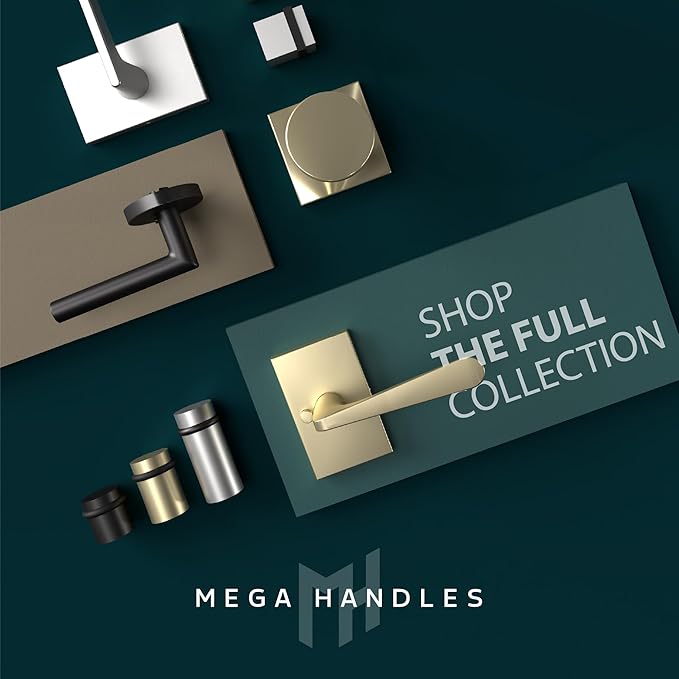 Mega Handles Knurled Baseboard Door Stopper - Heavy Duty Door Stoppers for Bottom of Door, Zinc Alloy Door Stops with Rubber Tip - Satin Nickel