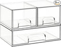 Criusia Stackable Storage Drawers, 3 Pack Clear Acrylic Makeup & Bathroom Organizer, Versatile Storage Bins for Vanity, Under Sink, Kitchen Cabinets & Pantry