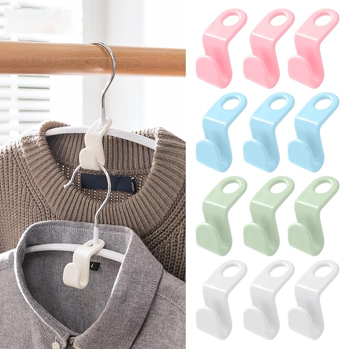 100PCS Hanger Connector Hooks - Space Saving Hangers Clothes, Hanger Hooks College Dorm Room Essentials, Heavy Duty Hangers Connection, Closet Organizers and Storage (Multicolor)