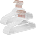 SONGMICS Velvet Hangers, Set of 30 Clothes Hanger with Rose Gold Swivel Hook, Non-Slip, and Space-Saving, 0.2-Inch Thick, 17.1-Inch Long for Coat, Shirt, Dress, Pants, Tie, Cloud White UCRF021W01