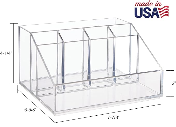 STORi Chloe Clear Plastic Stackable Desk Organizer, Rectangular 6-Compartment Office Supply Holder for Pens, Markers & Notepads, Made in USA