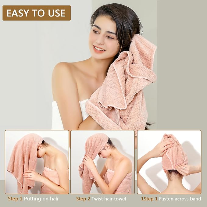 Microfiber Hair Towel Quick Dry Hair Towel Hair Drying Towels Suitable for All Kinds of Hair Ultra Absorbent Long and Thick Hair 20X40inch Grey (1pcs)