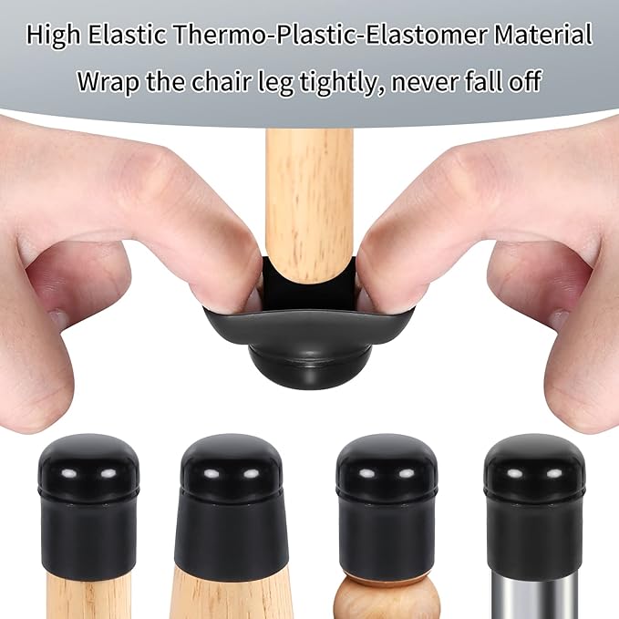 Ezprotekt Chair Sliders for Carpet, 24 Pcs Round Chair Glides for Carpet, Carpet Furniture Sliders Pads, Stool Leg Protectors Caps, Carpet Furniture Glides Quickly Black (S Fit: 0.55" - 0.75")