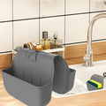 Sponge Holder for Kitchen Sink, Silicone Sink Saddle Caddy Organizer Rack, Sponges Holder Over Faucet, Hanging Kitchen Organizer Accessories Rack Basket - Dark Gray