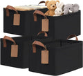 CHICVITA 4 Pack Storage Baskets for Shelves, Collapsible Fabric Closet Storage Bins with Metal Frame, Towel Organizer for Bathroom Living Room, 14.8" x 10.3" x 8.3", Black