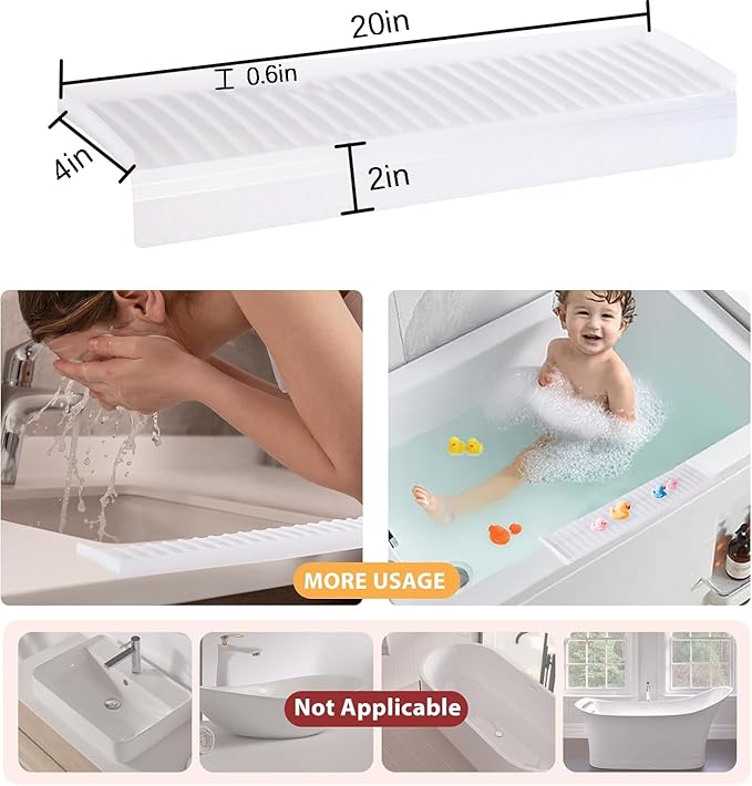 Sink Edge Protector with Suction Cup 14“ 20” 30", Silicone Sink Splash Guard for Kitchen & Bathroom, Protect Countertop from Scratches, Stains, for Stainless Steel Granite Quartz-Clear